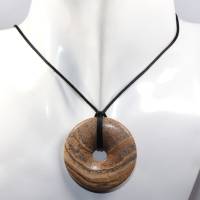Landschaftsjaspis (Donut) | Halskette mit Band --- Stein-Größe: 40 mm Bild 2