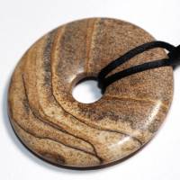 Landschaftsjaspis (Donut) | Halskette mit Band --- Stein-Größe: 40 mm Bild 5