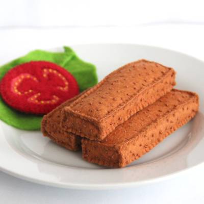 Fischstäbchen aus Filz handgenäht für den Kaufladen und Kinderküche, Spielküche, Filz Lebensmittel