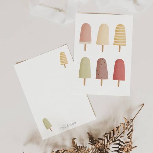 Postkarte Eis Karte Sommer Eis am Stiel - Postkarte Einfach So - Geschenkverpackung Kinder