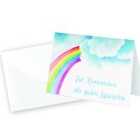 Friendly Fox Regenbogen Karte zur Kommunion, 1x Kommunionskarte mit Umschlag, Klappkarte Kommunion Junge Mädchen Bild 4