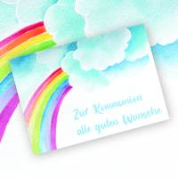Friendly Fox Regenbogen Karte zur Kommunion, 1x Kommunionskarte mit Umschlag, Klappkarte Kommunion Junge Mädchen Bild 5