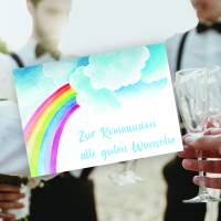 Friendly Fox Regenbogen Karte zur Kommunion, 1x Kommunionskarte mit Umschlag, Klappkarte Kommunion Junge Mädchen Bild 6