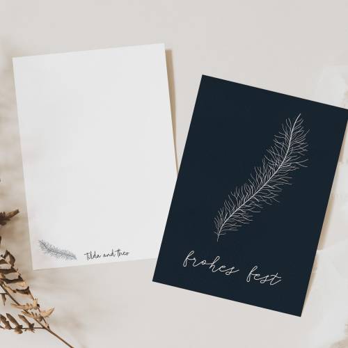 Postkarte Weihnachten minimalistisch A6 - weihnachtliche Grußkarte - Tannenzweig Weihnachtskarte - Grußkarte minimal