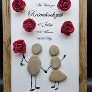Steinbild zum 10. Hochzeitstag - Rosenhochzeit oder auch für andere Hochzeitstage - auch personalisierbar Bild 1