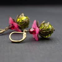 Ohrringe olivgrün und pink Bild 2