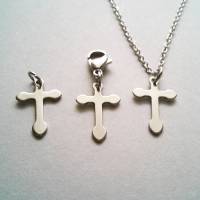 Anhänger Kreuz aus Edelstahl ( Bindering, Karabiner, Halskette ) 3 Varianten zur Auswahl Bild 1