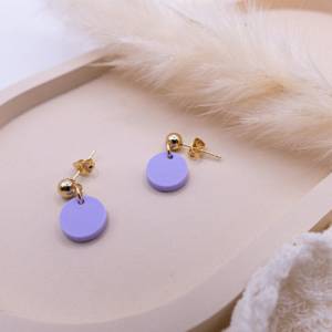 Ohrringe Punkte Lila aus Acryl in Gold allergikerfreundlich aus Edelstahl - leichte Ohrringe Punkt Lavendel - Geschenkid Bild 2