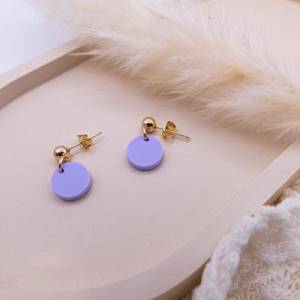 Ohrringe Punkte Lila aus Acryl in Gold allergikerfreundlich aus Edelstahl - leichte Ohrringe Punkt Lavendel - Geschenkid Bild 4