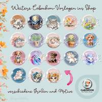 Cabochon Vorlagen Bilder Bogen - Golden Retriever Hunde - 10 mm, 12 mm, 14 mm und 25 mm rund Bild 10