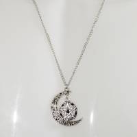 Silber Mondsichel-Pentagramm Halskette Bild 1