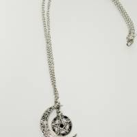 Silber Mondsichel-Pentagramm Halskette Bild 3