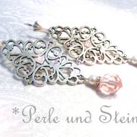 Romantische Ohrhänger / Ornament Silber/ Rosa Bild 1
