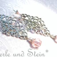 Romantische Ohrhänger / Ornament Silber/ Rosa Bild 2