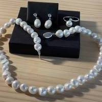 Echte Süßwasser Perlenkette,Perlencollier Halskette mit Perlen,klassische Perlenkette,Echte Perlenkette,Perlenschmuck, Bild 1