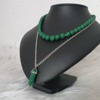 Perlenkette mit Kristall Anhänger/ Malachit Halskette/ Stilmix Kette /Einzelstück/ Halsketten Set/ Statement Schmuck Bild 1