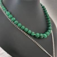 Perlenkette mit Kristall Anhänger/ Malachit Halskette/ Stilmix Kette /Einzelstück/ Halsketten Set/ Statement Schmuck Bild 2