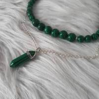 Perlenkette mit Kristall Anhänger/ Malachit Halskette/ Stilmix Kette /Einzelstück/ Halsketten Set/ Statement Schmuck Bild 8