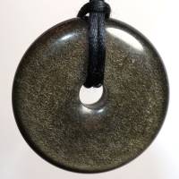 Goldobsidian (Donut) | Halskette mit Band --- Stein-Größe: 31 mm Bild 3