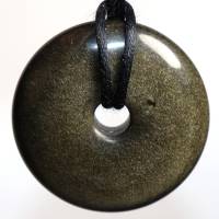 Goldobsidian (Donut) | Halskette mit Band --- Stein-Größe: 31 mm Bild 4