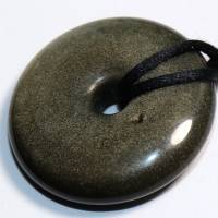 Goldobsidian (Donut) | Halskette mit Band --- Stein-Größe: 31 mm Bild 5