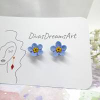Kleine Ohrstecker, Vergissmeinnicht Ohrringe Polymer Clay, kleine Ohrringe, Blumen Ohrstecker, blaue Blumen Ohrringe Bild 8