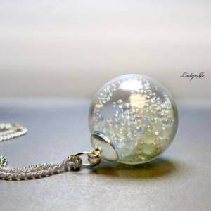 Halskette Seifenblasen Regenbogen Silber Kette mit Glaskugel funkelndes Geschenk Bild 2