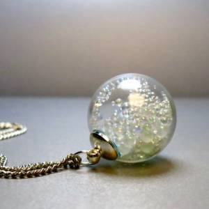 Halskette Seifenblasen Regenbogen Silber Kette mit Glaskugel funkelndes Geschenk Bild 5