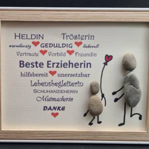 Liebevoll handgefertigtes Steinbild als Geschenk zum Abschied vom Kindergarten für die Erzieherin Bild 1