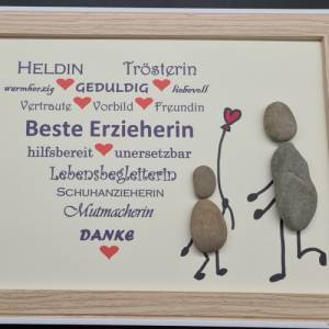 Liebevoll handgefertigtes Steinbild als Geschenk zum Abschied vom Kindergarten für die Erzieherin Bild 3