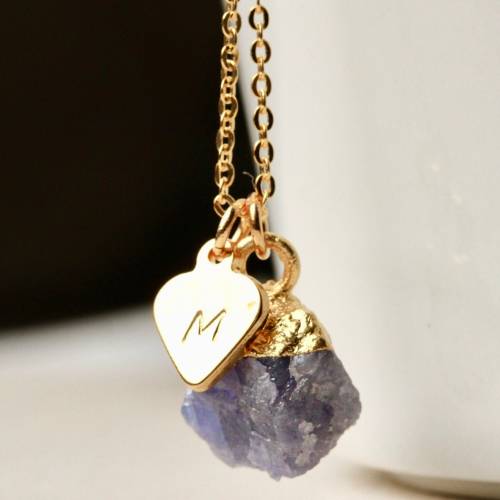 Personalisierte Kette Geburtsstein Rohstein / Personalisiertes Geschenk / Geschenk für sie / Edelstein Kette / Saphir