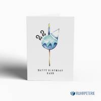 Personalisierte Geburtstagskarte mit Name und Alter | blau weiße Cakepop Aquarell | A6 Klappkarte mit Briefumschlag Bild 1