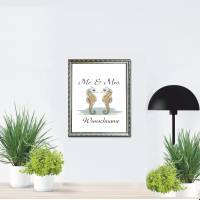 Poster Mr. & Mrs. | Personalisiert mit Namen | Geschenk für Paare | zum Valentinstag | Hochzeit | Seepferdchen 178 Bild 1