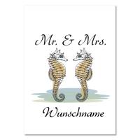 Poster Mr. & Mrs. | Personalisiert mit Namen | Geschenk für Paare | zum Valentinstag | Hochzeit | Seepferdchen 178 Bild 3