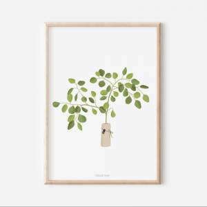 Poster Eukalyptus Zweig Botanischer Print Zweig - Wanddeko Eukalyptus - neutral Branches - Illustration Zweig  - Geschen Bild 2