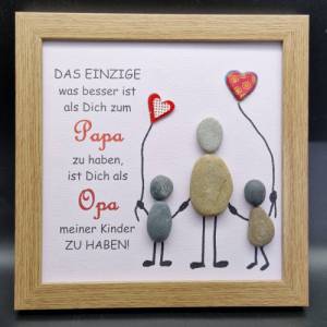 Steinbild für den lieben Vater, Papa, Vati und Opa zum Vatertag - wählbar mit 1 oder 2 Kindern Bild 2