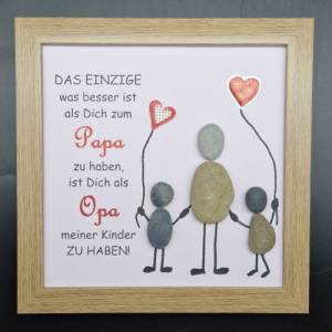 Steinbild für den lieben Vater, Papa, Vati und Opa zum Vatertag - wählbar mit 1 oder 2 Kindern Bild 5