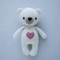 Kuscheltier gehäkelter Teddy Mini weiß Polarbär aus Baumwolle Handarbeit Bild 1