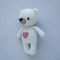 Kuscheltier gehäkelter Teddy Mini weiß Polarbär aus Baumwolle Handarbeit Bild 2