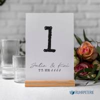 10 Tischkarten schwarz weiß minimalistisch DIY Hochzeit | Tischnummer personalisiert | PDF Vorlage Bild 1