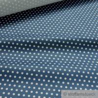 Stoff Polyester Baumwolle Satin Punkte marine weiß dunkelblau Bild 1