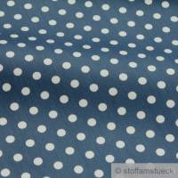 Stoff Polyester Baumwolle Satin Punkte marine weiß dunkelblau Bild 2
