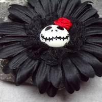 SCHWARZ Skull Jack Haarspange Haargummi Stoff Rose  Blume Bild 4