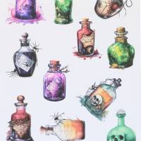 Stickersheet / Stickerbogen Hexen Tränke Flaschen Magic Potion Magisch Witchy 11 Sticker pro Bogen Bild 2