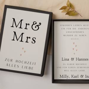 Geschenkschachtel Hochzeit Mr & Mrs schwarz/weiß - Geldgeschenk Hochzeit schlicht - Geldgeschenk Namen Brautpaars Bild 3