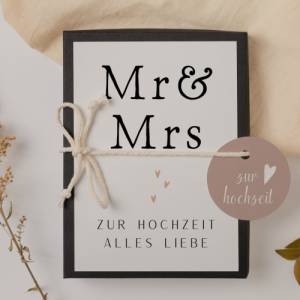Geschenkschachtel Hochzeit Mr & Mrs schwarz/weiß - Geldgeschenk Hochzeit schlicht - Geldgeschenk Namen Brautpaars Bild 9