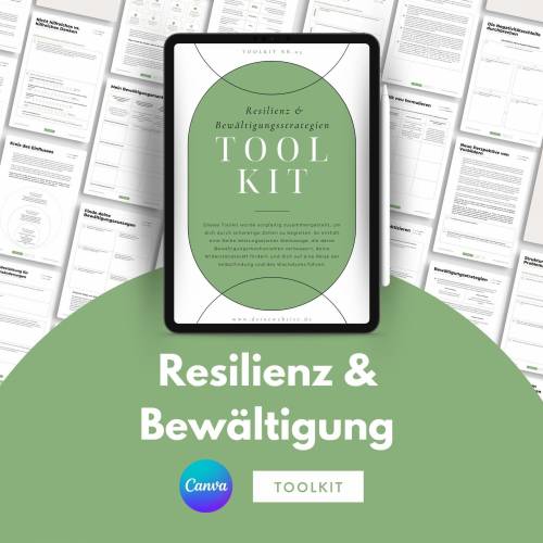 Resilienz & Bewältigung Canva Toolkit für Coaches, 45+ Übungsblätter beliebig und individuell anpassbar, Werkzeugkiste z