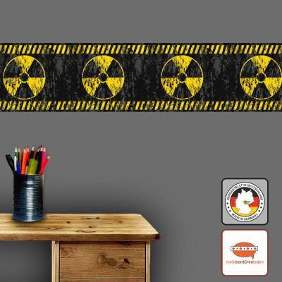 Vlies Bordüre: Achtung Radioaktiv - 15 cm Höhe