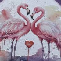 Grußkarte zum Valentinstag - Hochzeitstag - für Verliebte - selbstgemacht - Valentinstagskarte - Flamingos Bild 4