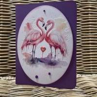 Grußkarte zum Valentinstag - Hochzeitstag - für Verliebte - selbstgemacht - Valentinstagskarte - Flamingos Bild 5